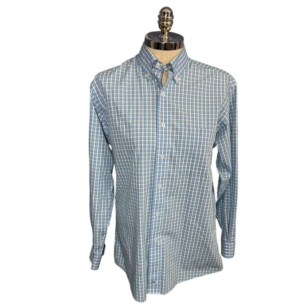 Onward Reseve Men's Cotton Button Down Classic Fit Plaid Blue Green Small